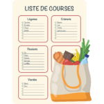Liste de courses avec le panier