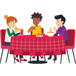 Personnes autour du table partageant un repad